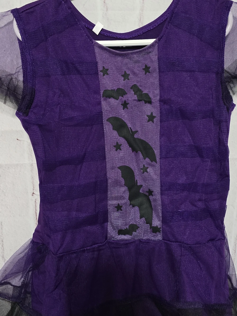 Kids Witch Halloween Costume Set Size M Purple Dress Hat & Broom